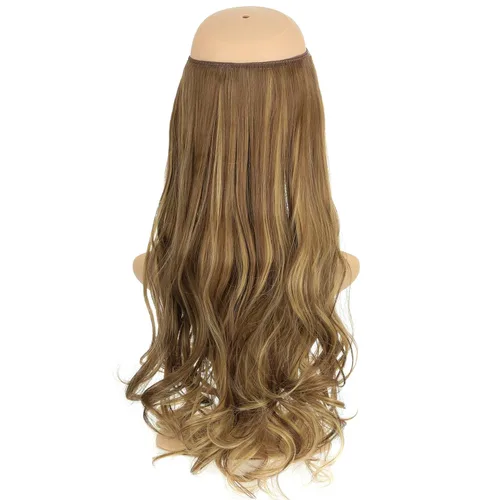 Vista 5 de extensiones de cabello sintético tipo halo de 20 pulgadas, 4.41 onzas, rizadas, onduladas, largas, extensiones tipo Hidden Crown con hilo invisible