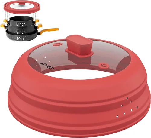 Vista 19 de Cubierta para salpicaduras de microondas, cubierta plegable de silicona para placa de microondas con vidrio para tapa protectora de salpicaduras