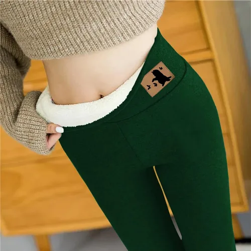 Vista 4 de SNKSDGM Leggings con forro polar para mujer, de cintura alta, térmicos, cálidos, básicos, de terciopelo grueso, no se transparentan