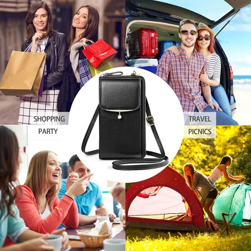 Vista 6 de YICHEEY Pequeña bolsa cruzada para teléfono celular para mujer, mini cartera de hombro con ranuras para tarjetas de crédito