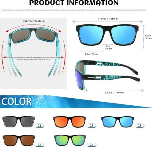 Vista 6 de MALIDAK Gafas de sol flotantes gafas de sol flotantes polarizadas TPX gafas de sol con funda para hombre