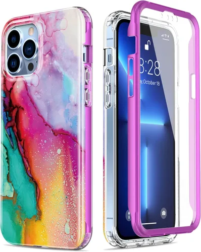 Vista 9 de Esdot Funda protectora para iPhone 13 Mini con protector de pantalla integrado, protección de grado militar con diseños de moda para mujeres