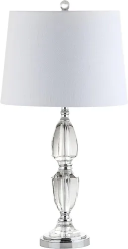 Vista 7 de JONATHAN Y JYL2039A - Lámpara de mesa LED de cristal transparente de 27 pulgadas, lámpara tradicional francesa cromada con pantalla de tambor