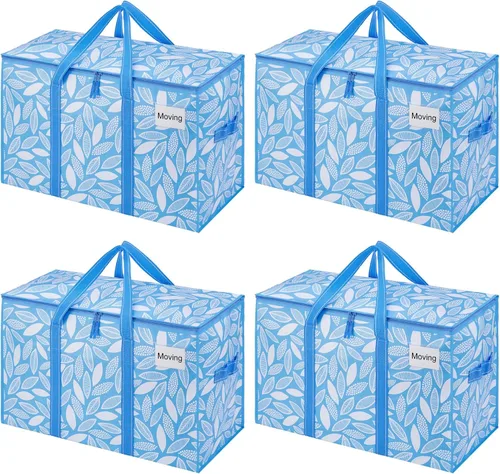 Vista 23 de VENO - Paquete de mudanzas, cajas de almacenamiento para embalaje universitario con tapas alternativas, para dormitorio, extragrande, asas