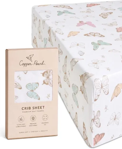 Vista 25 de Copper Pearl: Sábanas de punto prémium para cuna de bebé para niños y niñas, transpirables y suaves, sábanas ajustables para colchones estándar