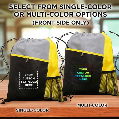 Vista 36 de DISCOUNT PROMOS Juego de mochilas con cordón no tejidas personalizadas de 10/50/100, paquete personalizado a granel