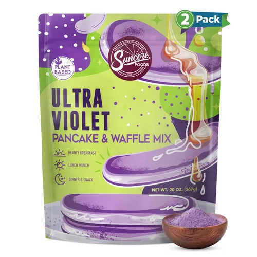 Vista 9 de Suncore Foods Mezcla ultra violeta para panqueques y waffles, 20 onzas, a base de plantas, vegana Mezcla natural para panqueques, gofres y crepé
