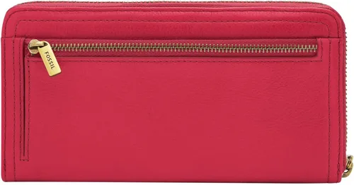 Vista 2 de Fossil Logan RFID - Cartera de piel con cierre para mujer con correa de muñeca