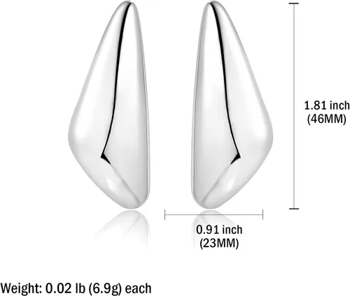 Vista 2 de Aretes colgantes gruesos de oro para mujer, chapados en oro, grandes, minimalistas, geométricos, largos, triangulares, exagerados, para mujer, a