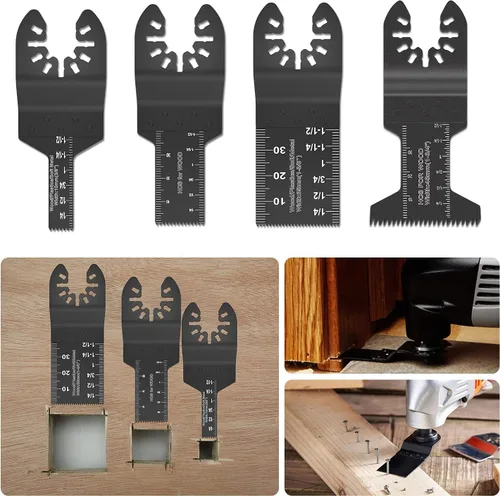 Vista 5 de 87 cuchillas oscilantes para herramientas, multiherramienta de liberación rápida de plástico de metal de madera, accesorios con papel de lija