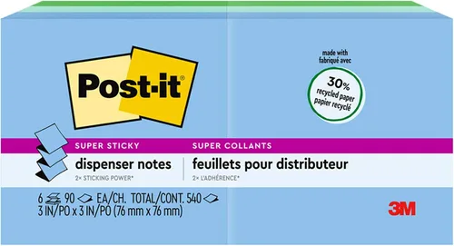 Vista 10 de Post-it Notas emergentes súper adhesivas, 3 x 3 pulgadas, 6 blocs, 2 veces el poder de pegado, Poptimista, colores brillantes, reciclables