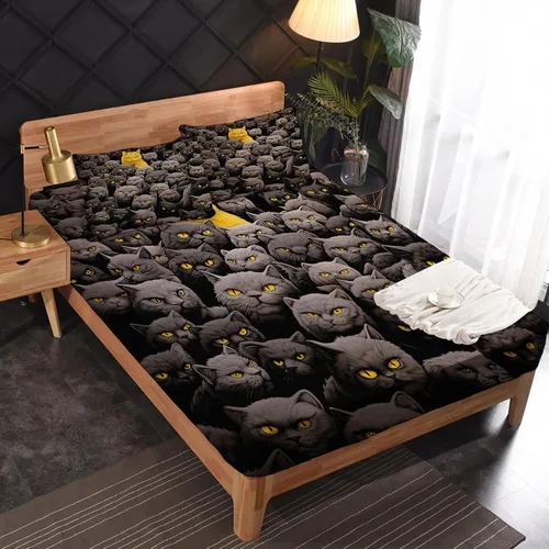 Vista 3 de Sábanas de gato tamaño individual – Sábanas y fundas de almohada de animales – 100% microfibra, estampado de alta cantidad de hilos, sábana