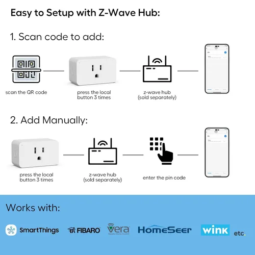 Vista 2 de Z-Wave - Enchufe inteligente Zwave serie 800, extensor de rango de repetidor integrado, requiere concentrador Z-Wave, compatible con Smartthings