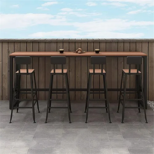 Vista 5 de LAKIQ Moderna mesa rectangular de bar para exteriores con caballete para exteriores, mesa de altura de pub para patio, mesa de madera fabricada