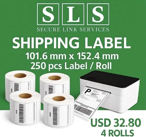 Vista 6 de 4 rollos de 250 etiquetas/rollo-1000 etiquetas de 4 "x 6" envío térmico directo Zebra 2844/Eltron ZP450