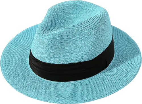 Vista 55 de Lanzom - Sombrero de paja playero para mujer, de ala ancha, plegable, estilo Fedora, UPF50+