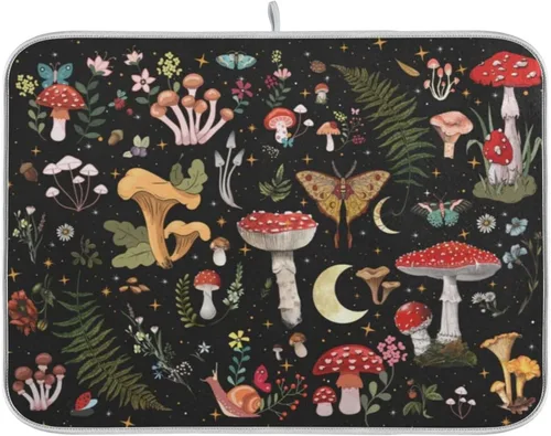 Vista 21 de Tapete de secado de platos de gnomos del día de San Patricio para encimera de cocina, tréboles, tapete de secado de microfibra, absorbente