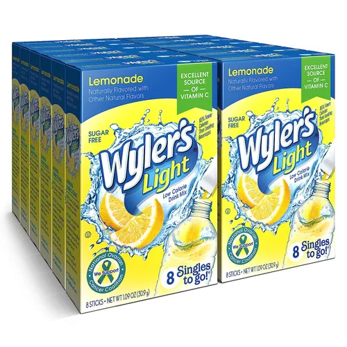 Vista 16 de Wyler's Light Paquetes de polvo Singles to Go, mezcla de bebida de agua, paquete variado de 40 unidades, limonada rosa, fresa y arándanos, sin