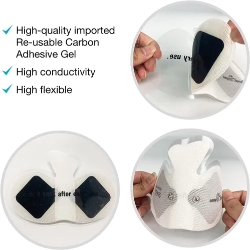 Vista 2 de Easy@Home Tens Unit ETP015 - Almohadillas de electrodo inalámbricas autoadhesivas, 4 unidades de 6.5 x 3 pulgadas, reutilizables, diseño