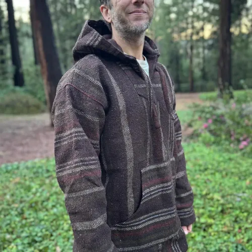 Vista 5 de Authentic Baja Hoodie - Drug Rug - Poncho Mexicano - Marrón Hippie