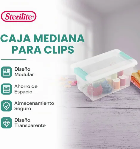 Vista 2 de Sterilite Paquete de 16 cajas de clip, contenedores apilables de plástico transparente con tapas de cierre, tamaño mediano, suministros