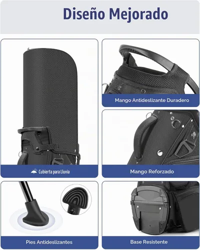 Vista 5 de Findway Bolsa de golf de 14 vías [espacio generoso mejorado] Bolsa de golf ligera con soporte, bolsa de golf duradera con doble correa acolchada