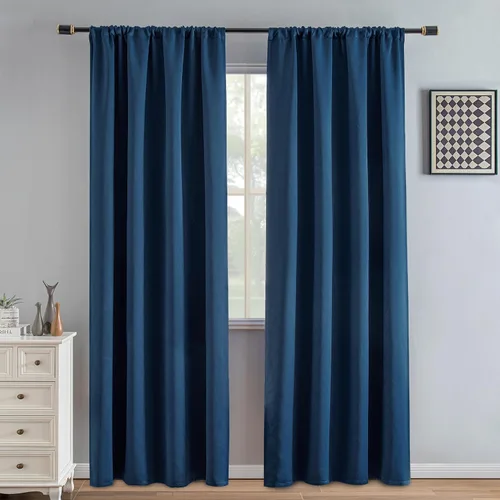 Vista 20 de IGEMAEVE - Juego de 2 paneles de cortinas opacas negras de 72 pulgadas, cortinas oscuras para dormitorio de 72 pulgadas de largo, cortinas oscuras