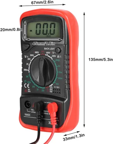 Vista 9 de Xl830l multímetro digital de mano Xl830l, multímetro Xl830l con pantalla LCD y sobrecarga de retroiluminación (XL830L rojo)