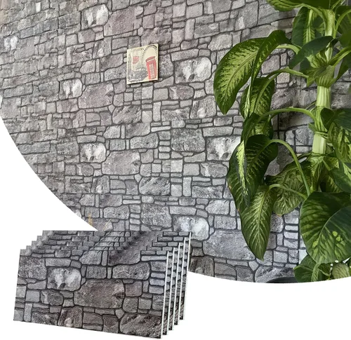 Vista 32 de Dundee Deco Paneles de pared 3D: revestimiento de pared marrón cobre con aspecto de piedra sepia, revestimiento de espuma de poliestireno