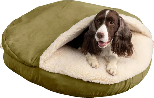 Vista 23 de Snoozer Cama de lujo de microsuede acogedora estilo cueva para mascotas, pequeña, antracita