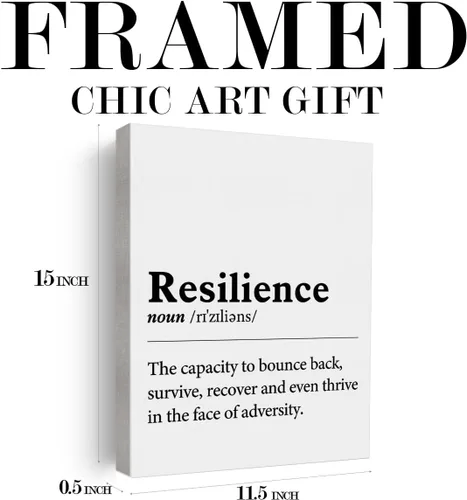 Vista 2 de Arte inspirador para pared, póster motivacional, pintura enmarcada, definición de resiliencia, obra de arte en lienzo para decoración del hogar