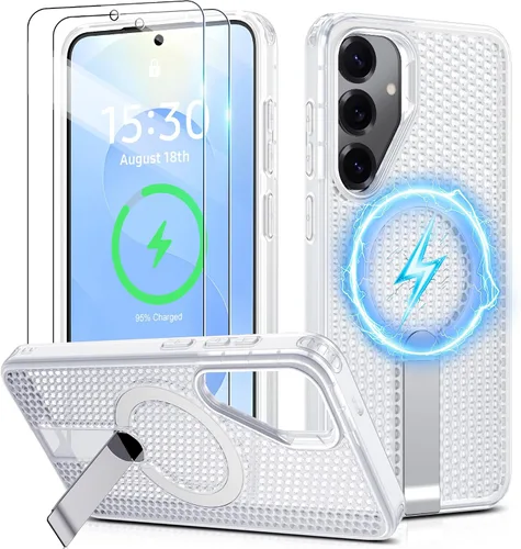 Vista 17 de Jshru para Samsung Galaxy S25 Plus / S24 Plus con [2 PIEZAS] protectores de pantalla HD, compatible con MagSafe