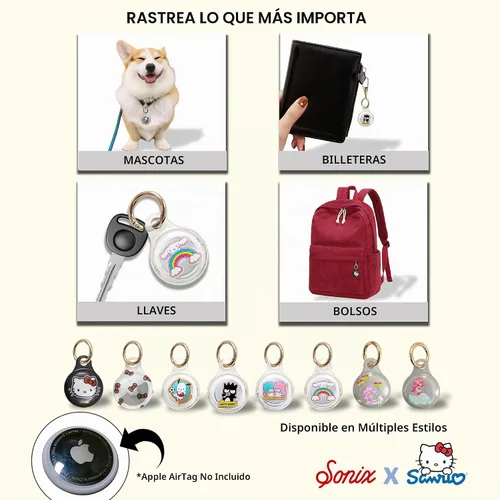 Vista 5 de Sonix x Sanrio - Fundas para Apple AirTags con llavero (Care Bears + Hello Kitty & Friends)