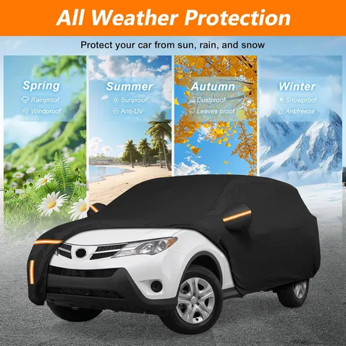 Vista 7 de Funda de coche para Toyota RAV4 2012-2025 XA30 XA40 XA50 impermeable forro de algodón PEVA cubierta exterior resistente al viento protección UV