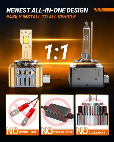 Vista 5 de SEALIGHT Bombillas HID D1S D1R, 6500K blanco frío 10X brillo HID Xenón ensamblaje de repuesto 66144 66140 85140 85140 85415 (85415C1) 0.01S