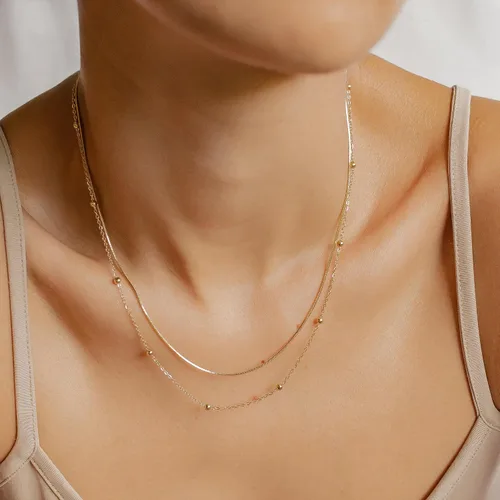 Vista 3 de IEFWELL Collar de cadena de oro para mujer, collares de oro de 14 quilates para mujer, collares de cadena de moda para mujer, joyería de oro de moda