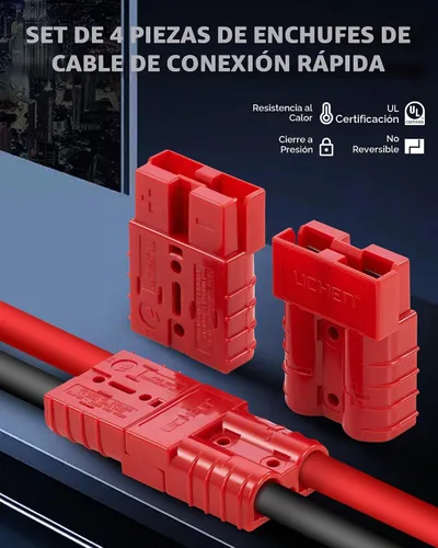 Vista 2 de Orion Motor Tech Paquete de 4 conectores de cable, kit de enchufe de arnés de cables de 50 A para cables de calibre 6-12, batería de 12 V-36 V