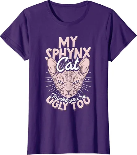 Vista 39 de My Sphynx Cat Thinks You're Ugly Too Pet Hairless Cat Sphynx T-Shirt Asphalt Grey