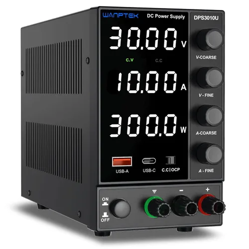 Vista 9 de Fuente de alimentación de CC variable, conmutación ajustable regulada (30 V 0-10A) con codificador grueso y fino perilla de ajustes, banco