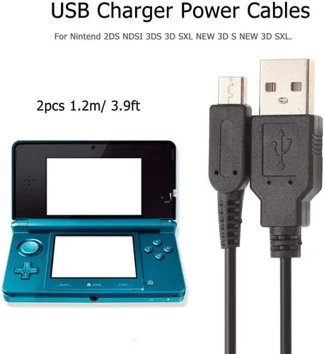 Vista 5 de Cable de carga USB para DSi NDSI 3DS 2DS XLLL Nuevo 3DSXL3DSLL 2DS Línea de alimentación de juego 2 unids