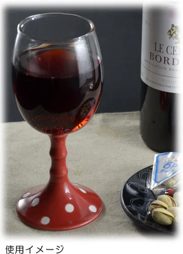 Vista 2 de Arita Ware Romántico Copa de vino (con caja de presentación), lunares (rojo)