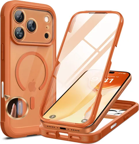 Vista 207 de Miracase - Funda magnética para iPhone 13 Pro Max de 6.7 pulgadas (compatible con MagSafe), transparente, completo, protector de pantalla de vidrio