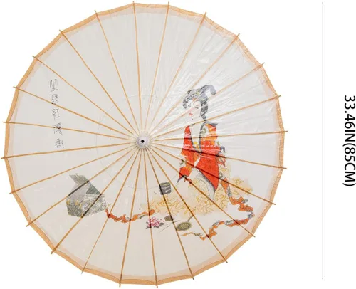 Vista 4 de THY COLLECTIBLES Sombrilla aceitada china hecha a mano impermeable del paraguas del papel 33" belleza china
