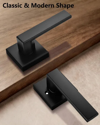 Vista 4 de Probrico Palanca de Paso Interior Negro Mate, Manija de Puerta de Pasillo y Armario sin Llave de Servicio Pesado, Herrajes de Interior Resistentes
