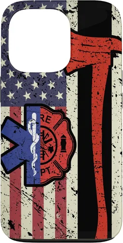 Vista 10 de Funda para iPhone 16 EMT Firefighter American Flag Patriot Paramedic Firefighter