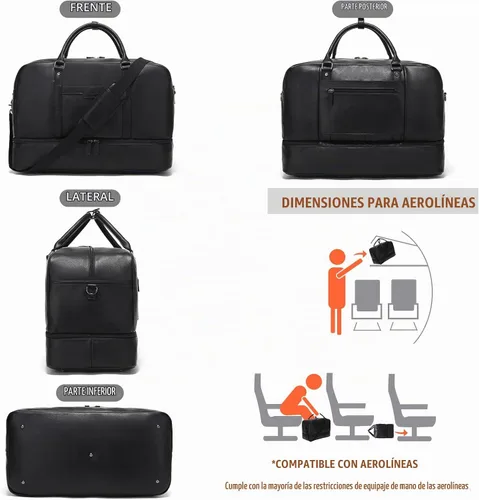Vista 7 de Bolsa de fin de semana Wogarl para mujeres y hombres, bolsa grande de noche, bolsa de viaje de lona con compartimento para zapatos, bolsa de aseo
