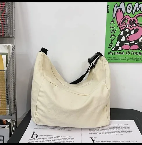 Vista 6 de Bolso cruzado de lona estilo bohemio estético para mujeres y niñas Y2k Harajuku Grunge bolso de hombro grande retro