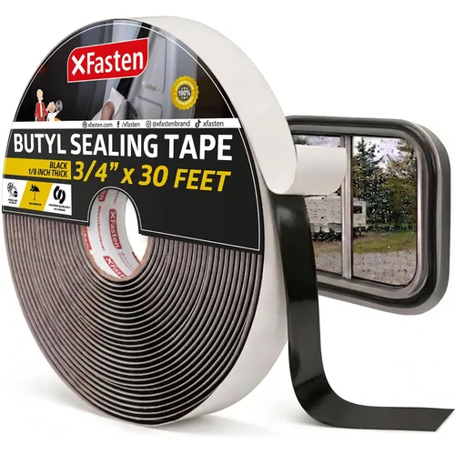 Vista 8 de XFasten Cinta de butilo negra, 1/2 pulgada x 30 pies x 1/8 pulgadas, fácil de trabajar con cinta selladora de butilo automotriz, calafateo de goma