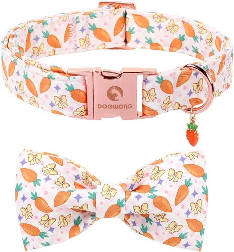 Vista 11 de DOGWONG Collar de otoño para perro con lazo, collar de moño para perro de Acción de Gracias, collar ajustable de algodón de otoño con hoja de arce