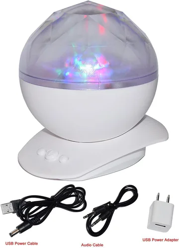 Vista 3 de Lámpara de proyección de luz de diamante colorido relajante con altavoz por Electronix Express